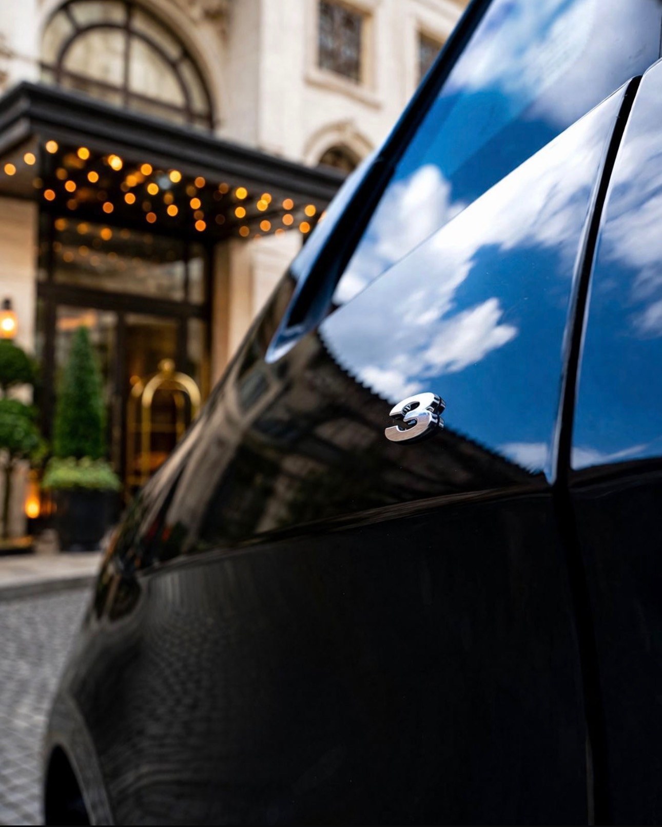 Reflective bodywork outside a London venue